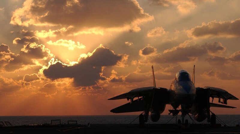 Jet Fighter on Aircraft Carrier — Orange