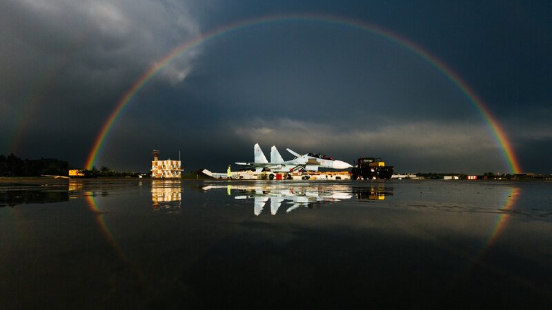 Jet Fighter on Tarmac — Gray