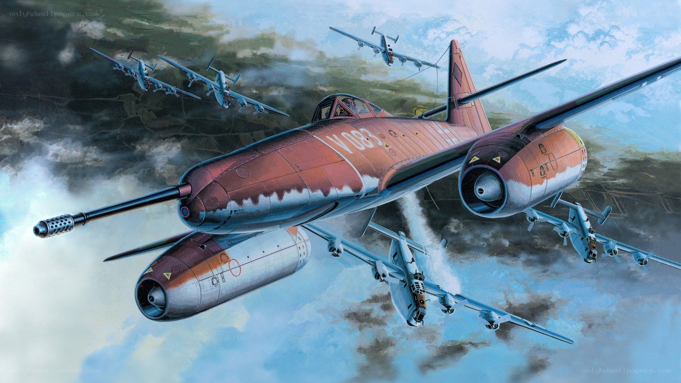 Jet fighter squadron in combat
