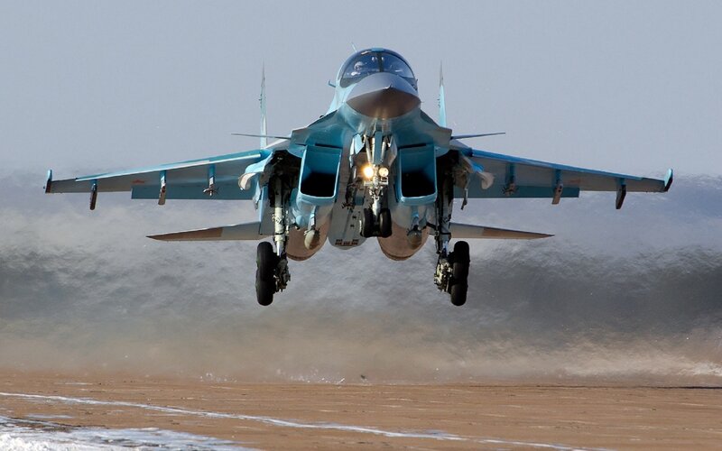 Jet Fighter Taking Off — Blue, Dramatic, Photograph