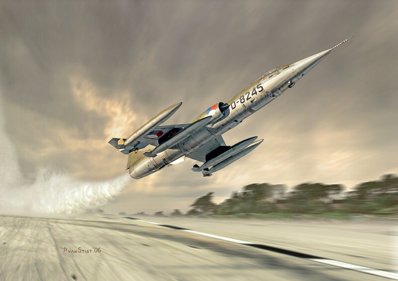 Jet Fighter Taking Off — Gray