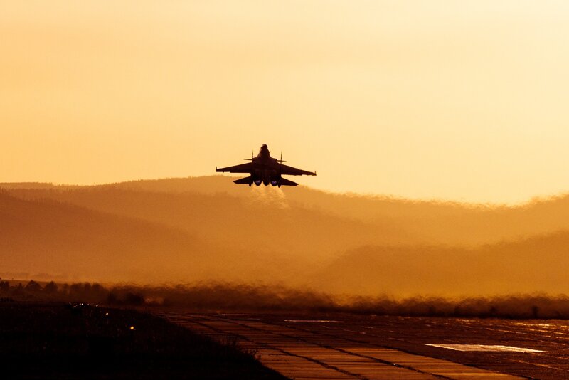 Jet Fighter Taking Off — Orange