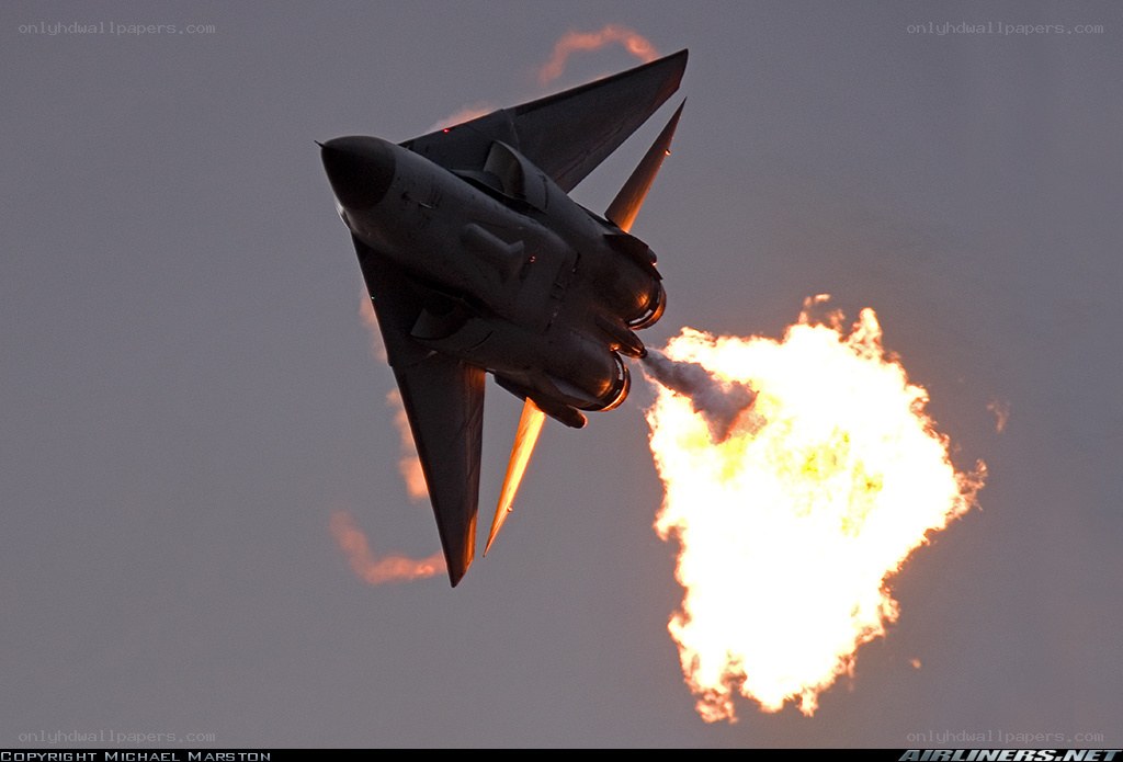 jet fighter with afterburner
