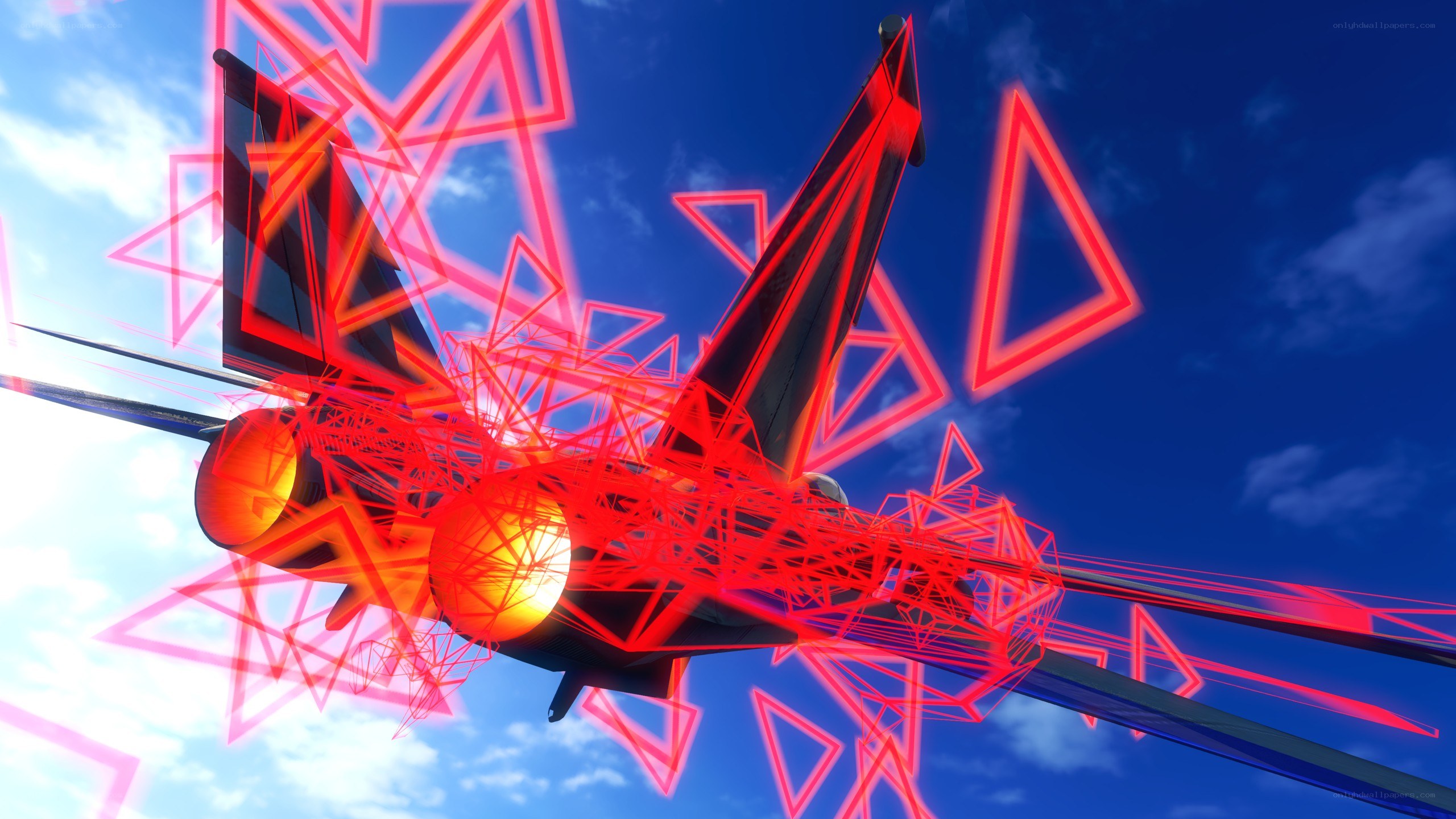 Jet fighter with red energy effects