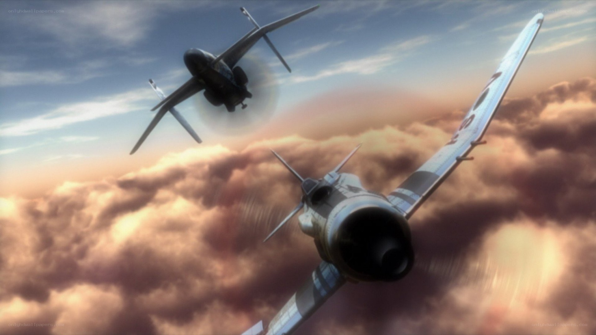Jet fighters in aerial combat
