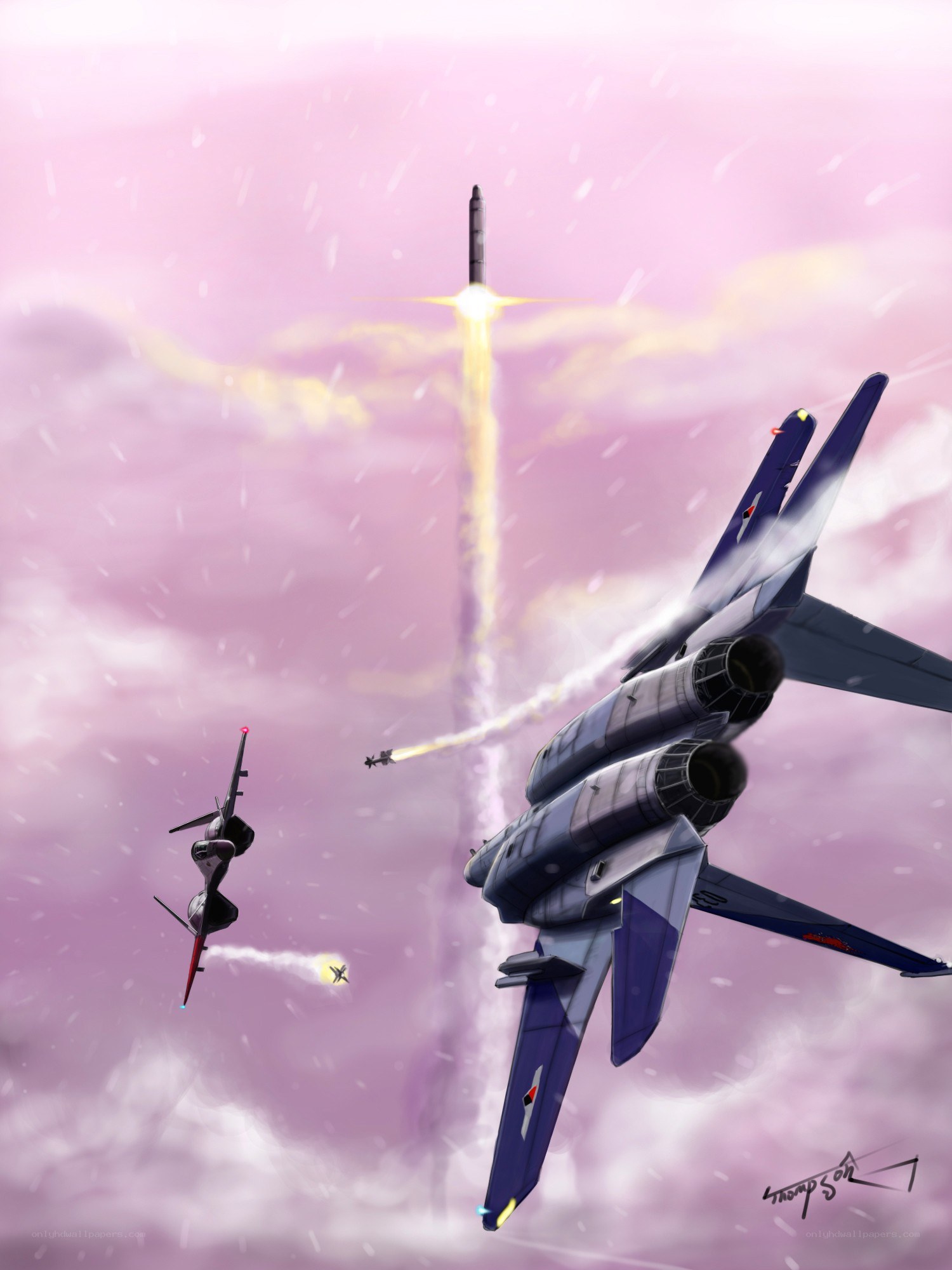 Jet fighters in combat