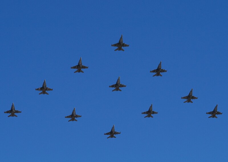 Jet fighters in formation
