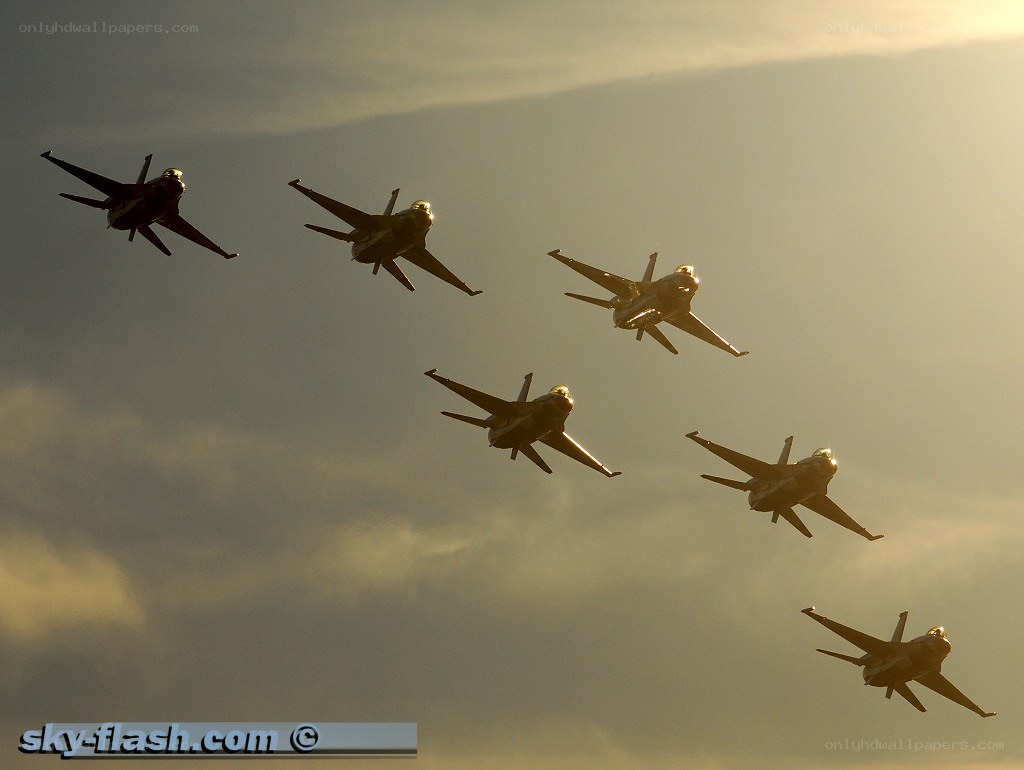 Jet fighters in formation