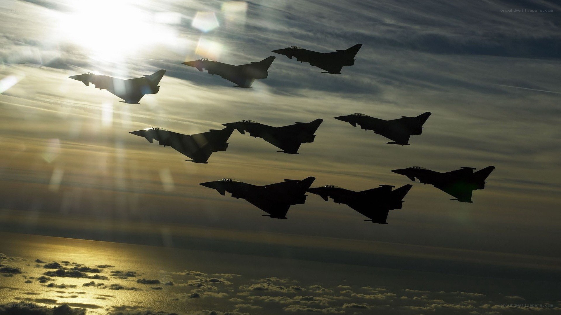 Jet fighters in formation