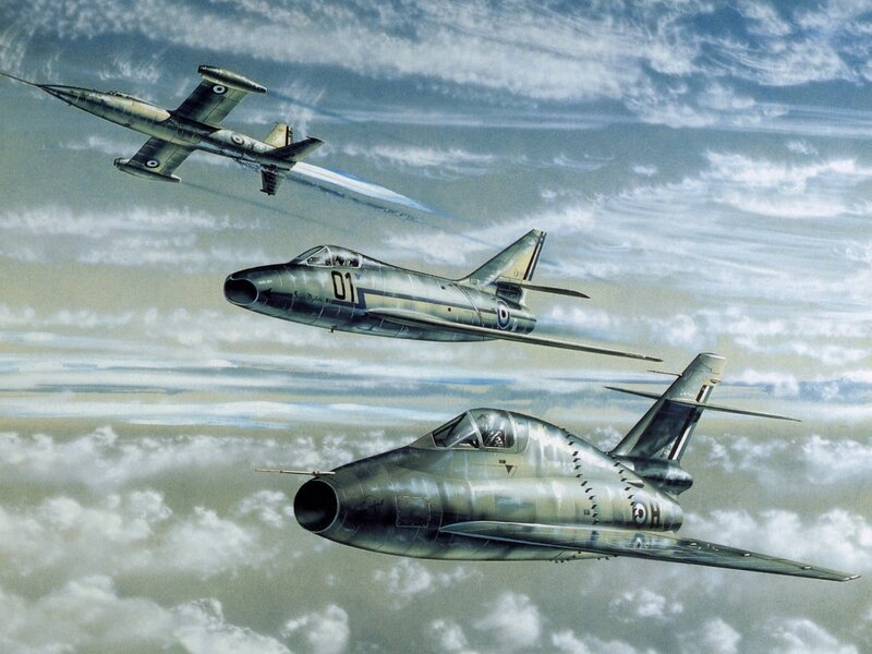 Jet fighters in formation