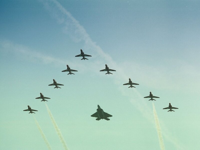 Jet Fighters in Formation — Blue, Dramatic, Afternoon, Photograph, Aircraft