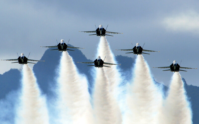 Jet Fighters in Formation — Blue