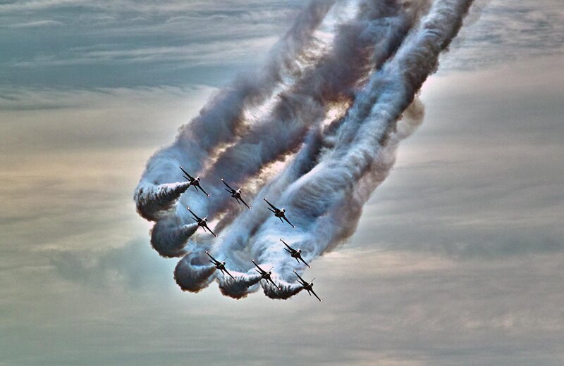 Jet Fighters in Formation — Gray, Dramatic