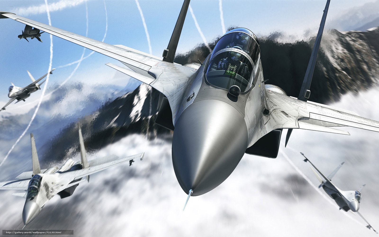 Jet fighters in mountain formation