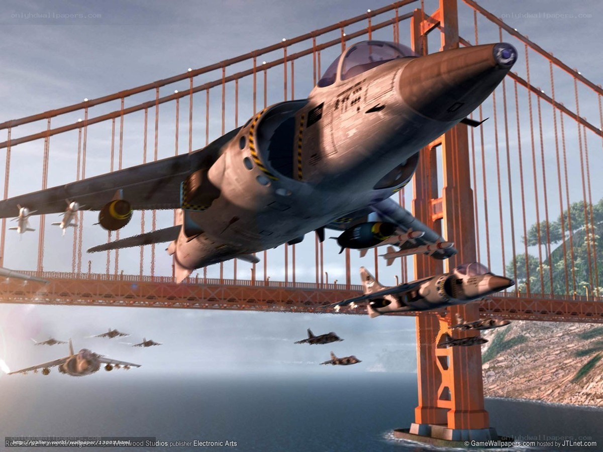 Jet fighters over Golden Gate Bridge