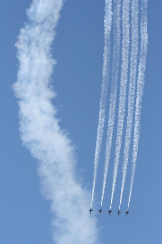 jet fighters performing aerobatics