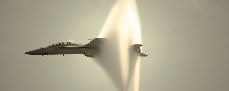 jet flying at supersonic speed