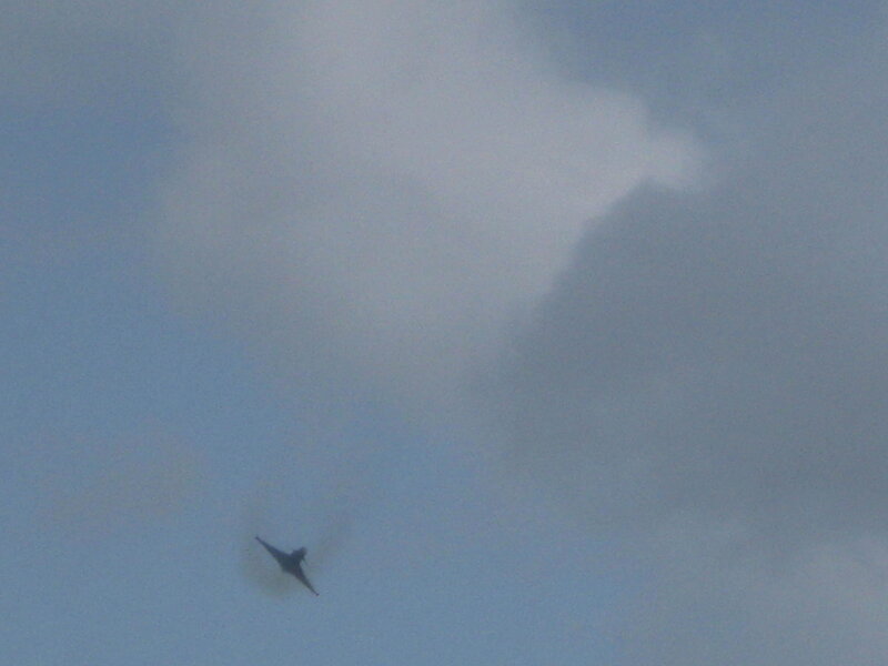 Jet Flying in Sky — Blue, Overcast