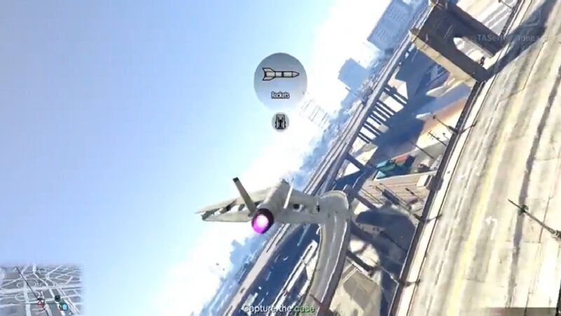 Jet Flying over City — Blue