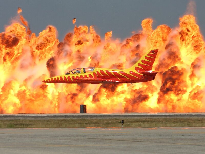 Jet Flying Through Fire — Yellow