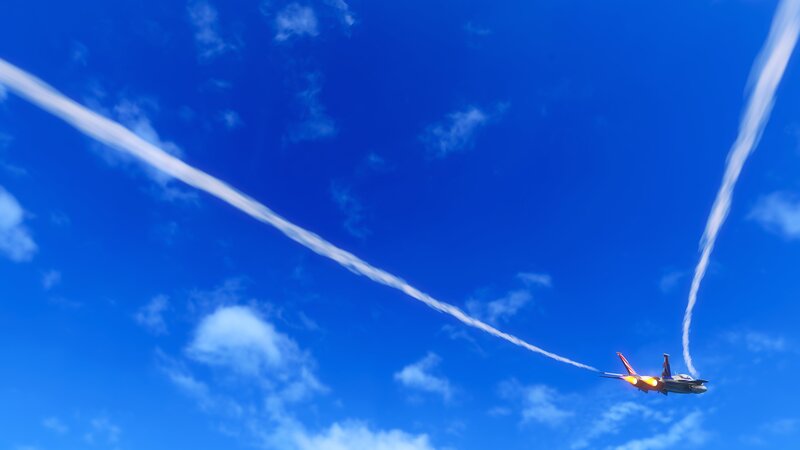 Jet flying with contrails