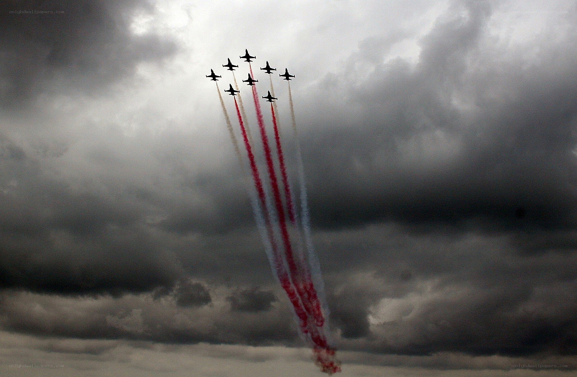 Jet formation in stormy sky