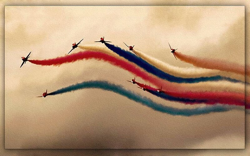 Jet formation with colored smoke