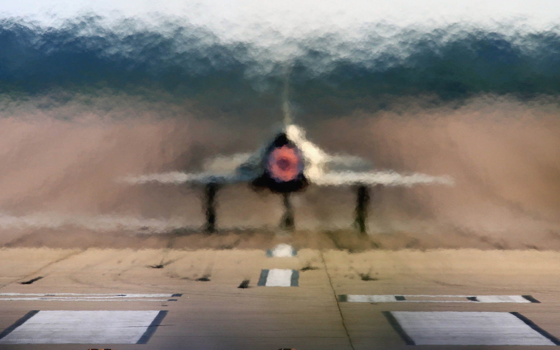Jet on a dusty runway