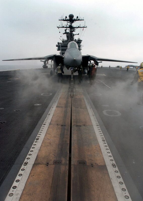 Jet on aircraft carrier deck
