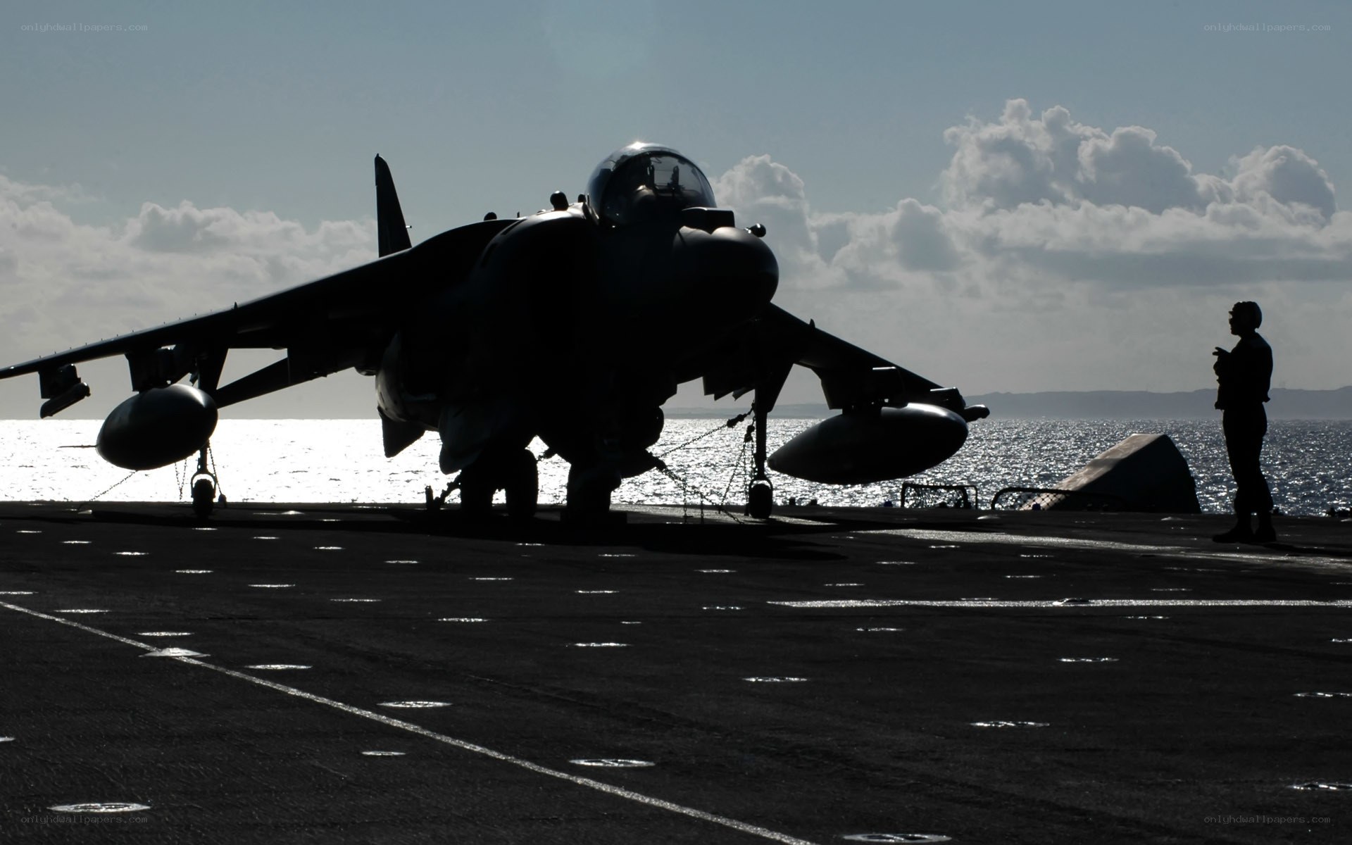 Jet on aircraft carrier deck