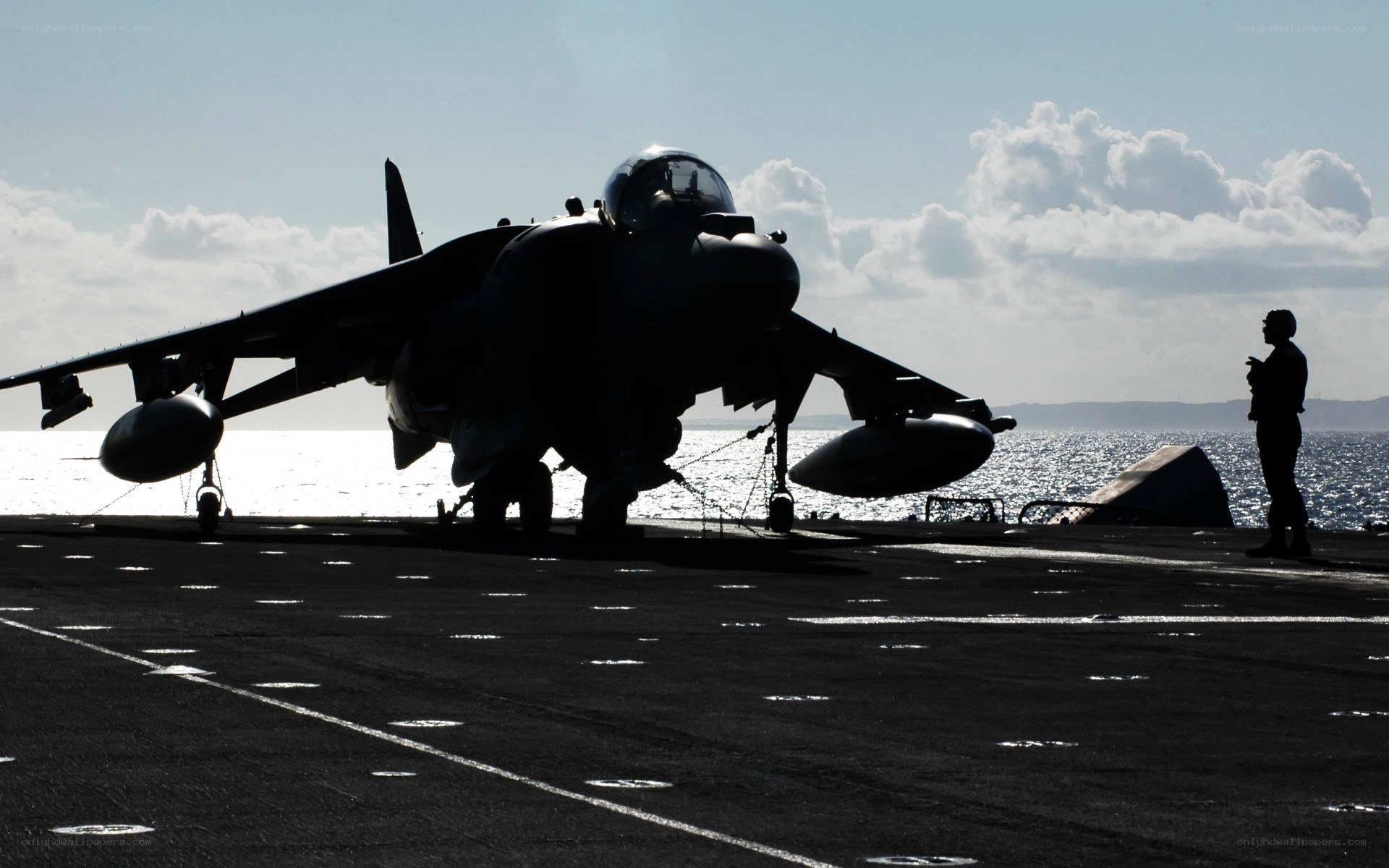 Jet on aircraft carrier deck