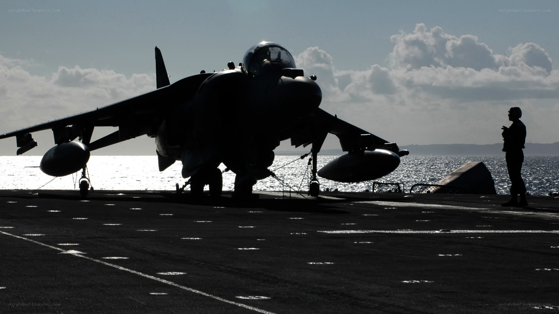 Jet on aircraft carrier deck
