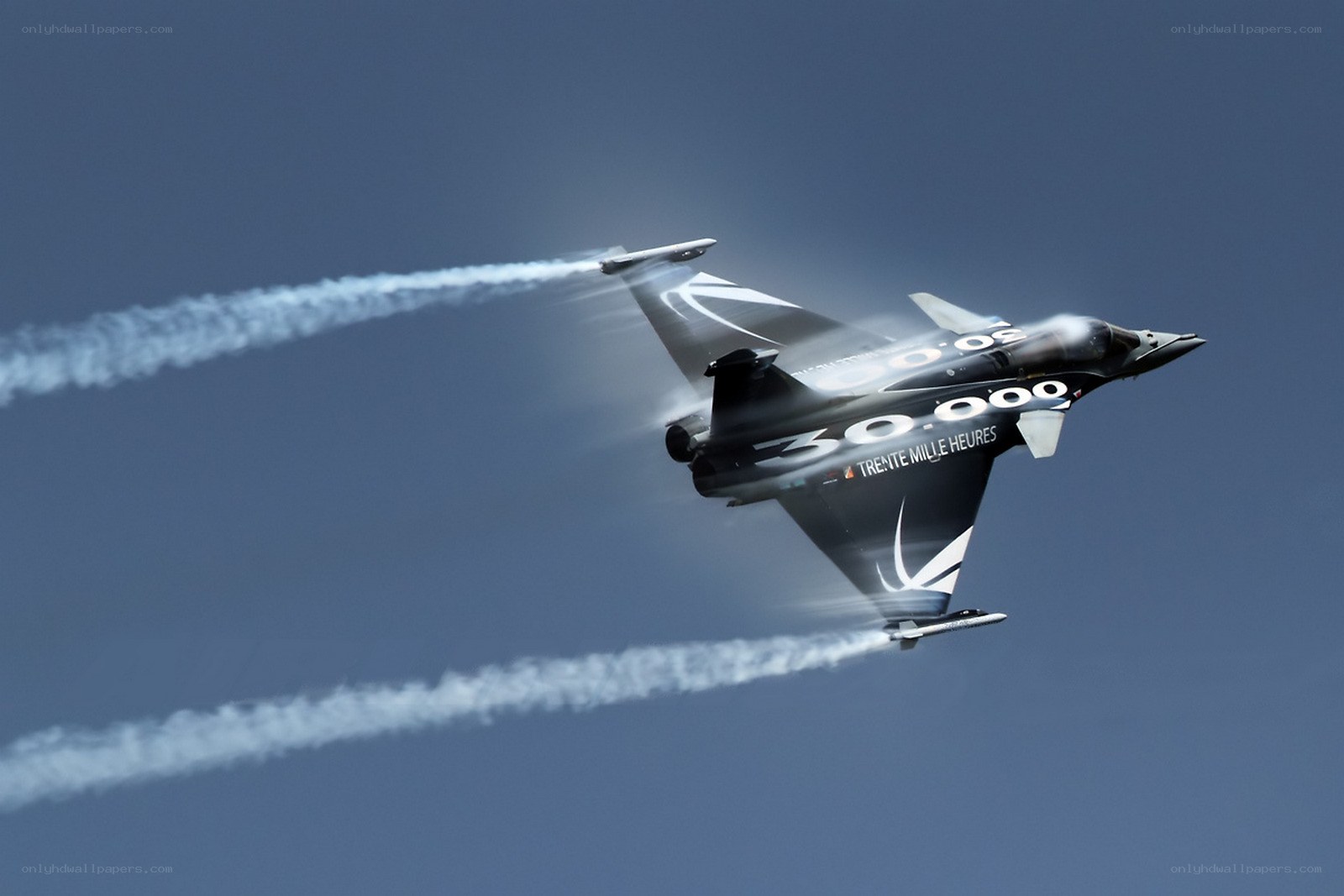 Jet performing aerobatic display