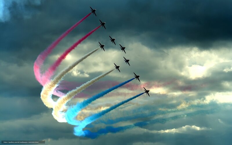 Jet Planes in Formation — Blue, Dramatic