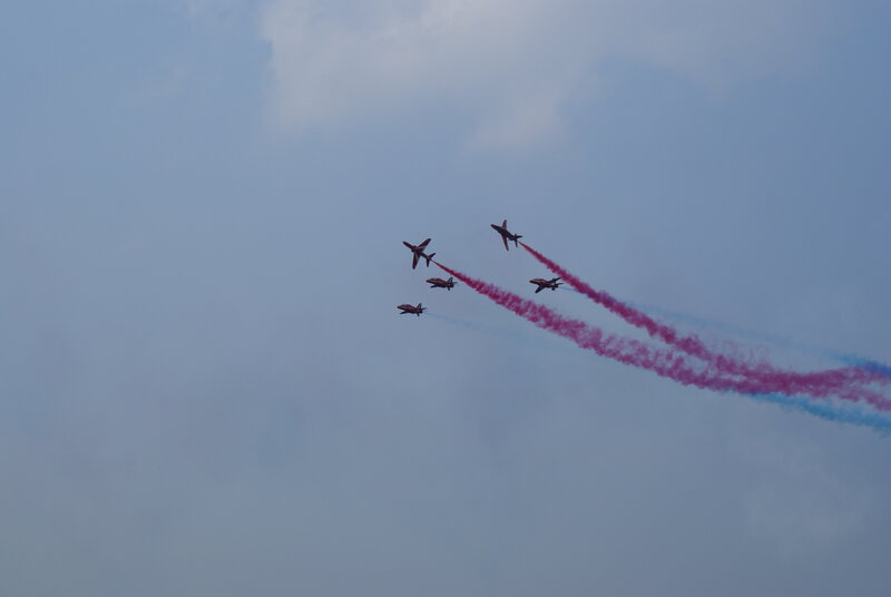 Jet Planes in Formation — Blue, Dynamic, Afternoon, Photograph, Aircraft