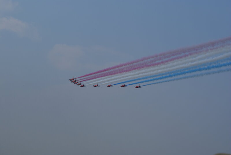 Jet Planes in Formation — Blue, Dynamic, Afternoon, Photograph, Smoke Trails, Sky