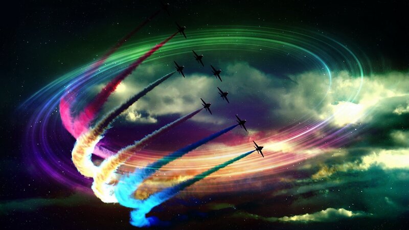 Jet Planes in Formation — Green