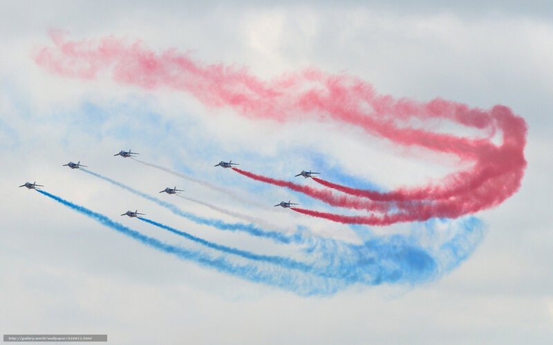 Jet Planes in Formation — Red