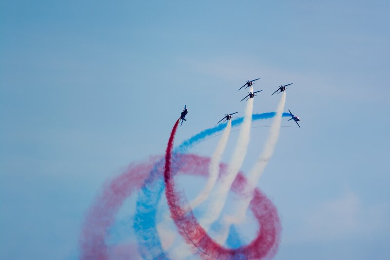 Jet Planes Performing Aerobatics — Blue