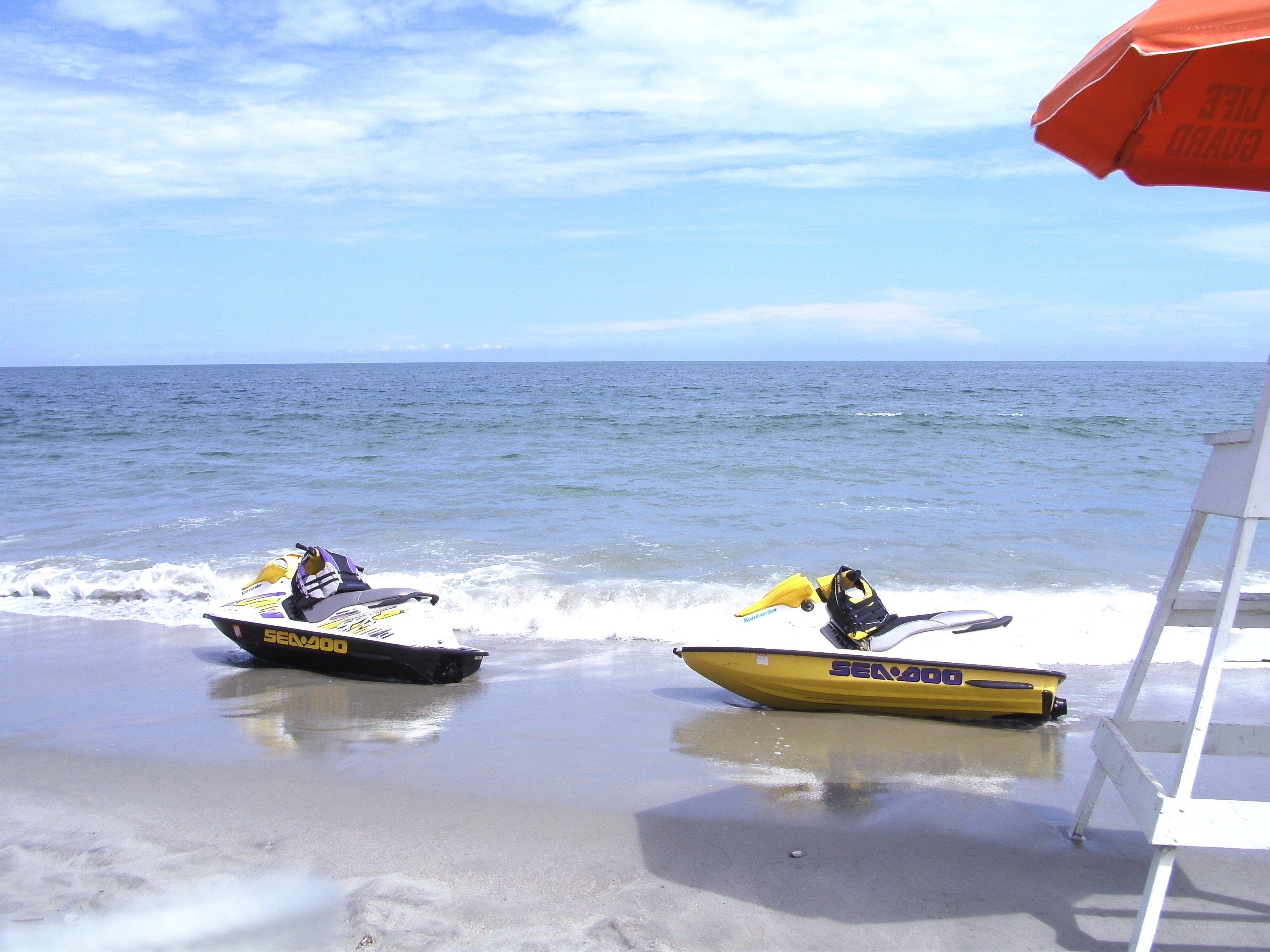 Jet skis on the beach