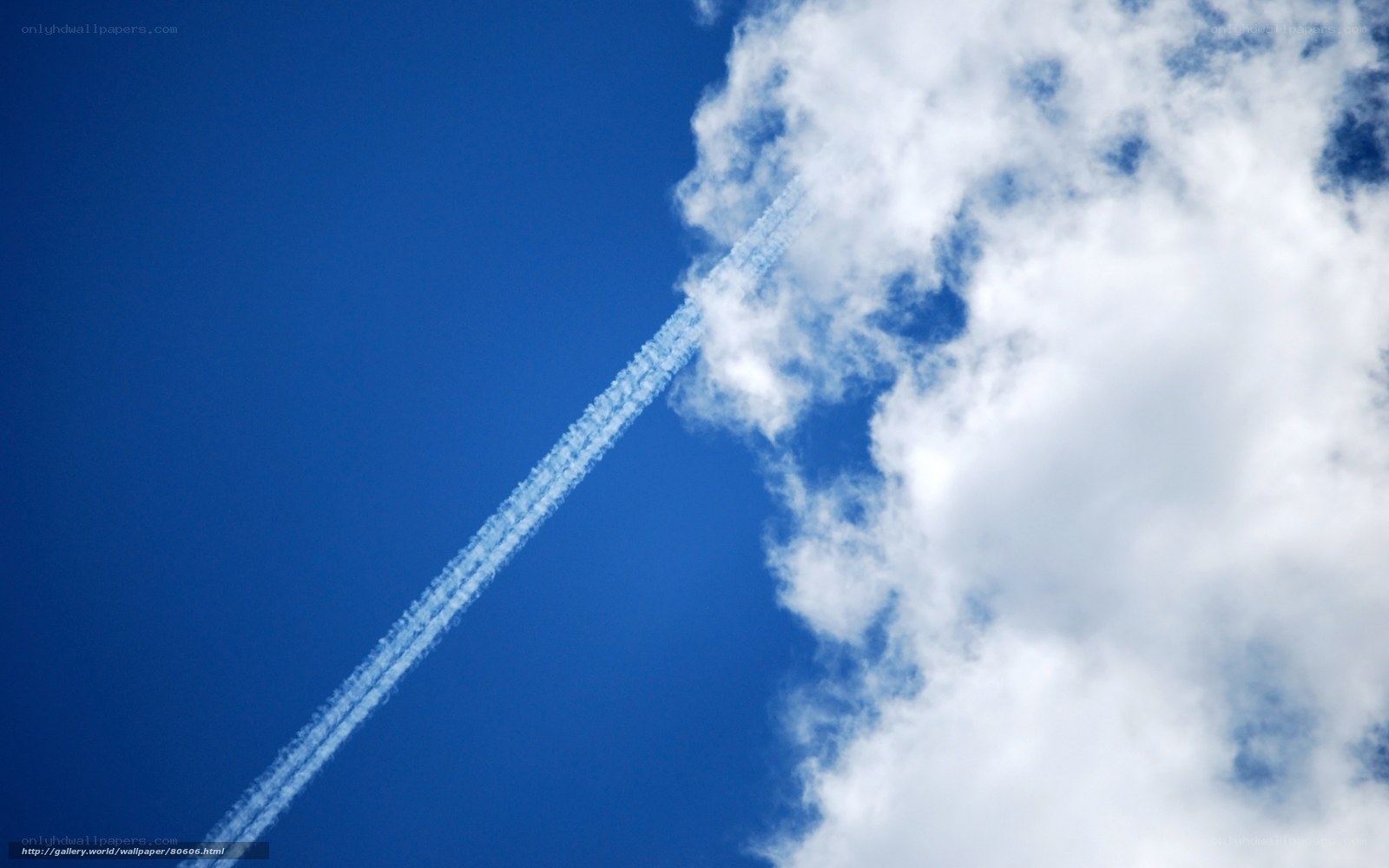 Jet stream against blue sky