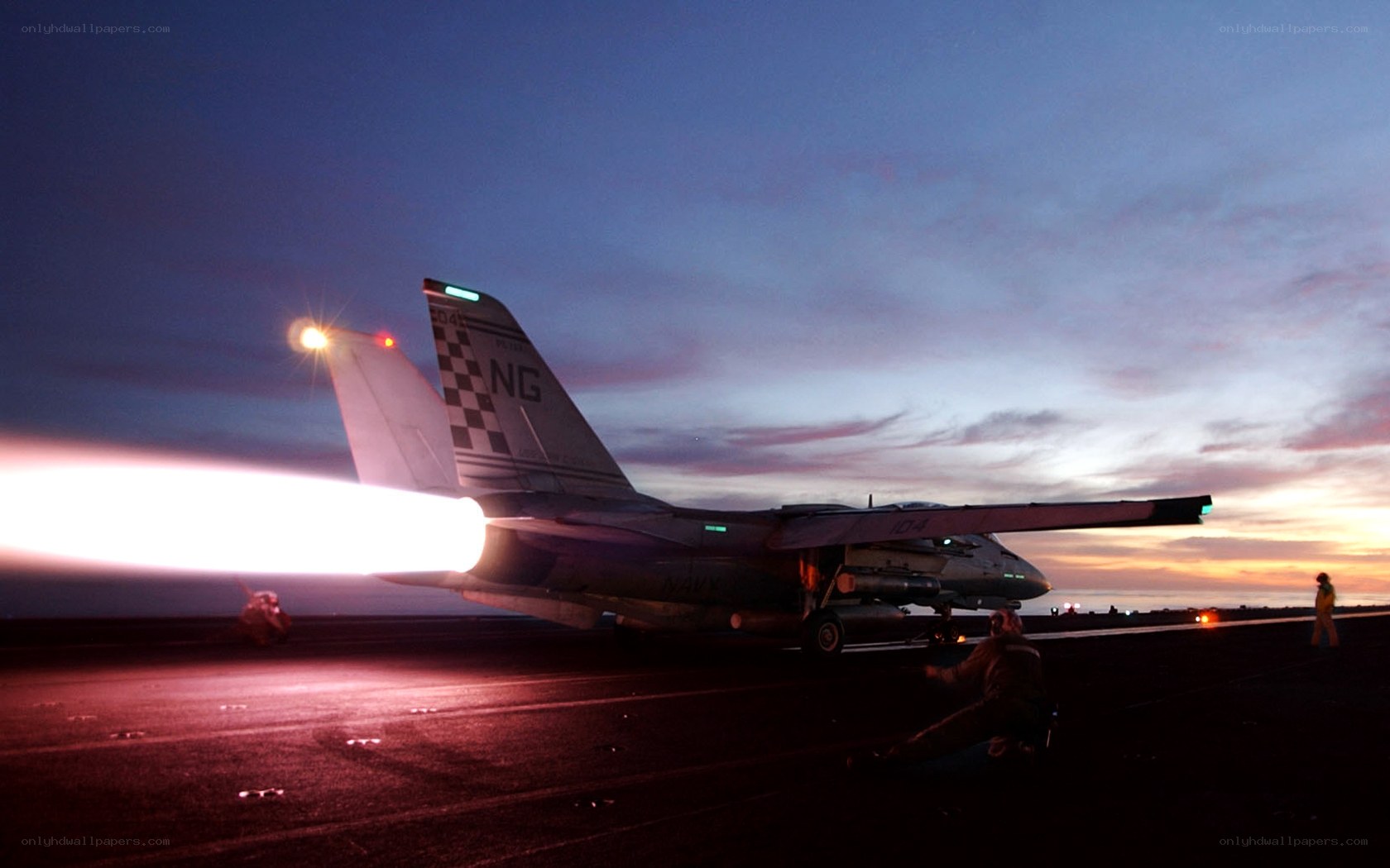 Jet taking off at dusk