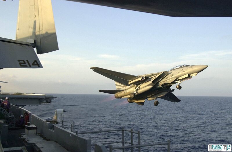 Jet taking off from aircraft carrier