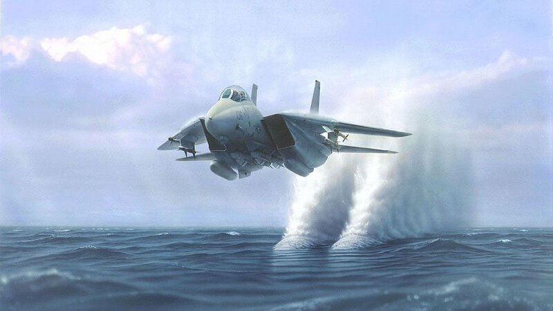 Jet taking off from aircraft carrier