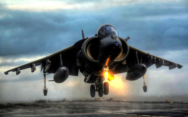 Jet taking off from aircraft carrier