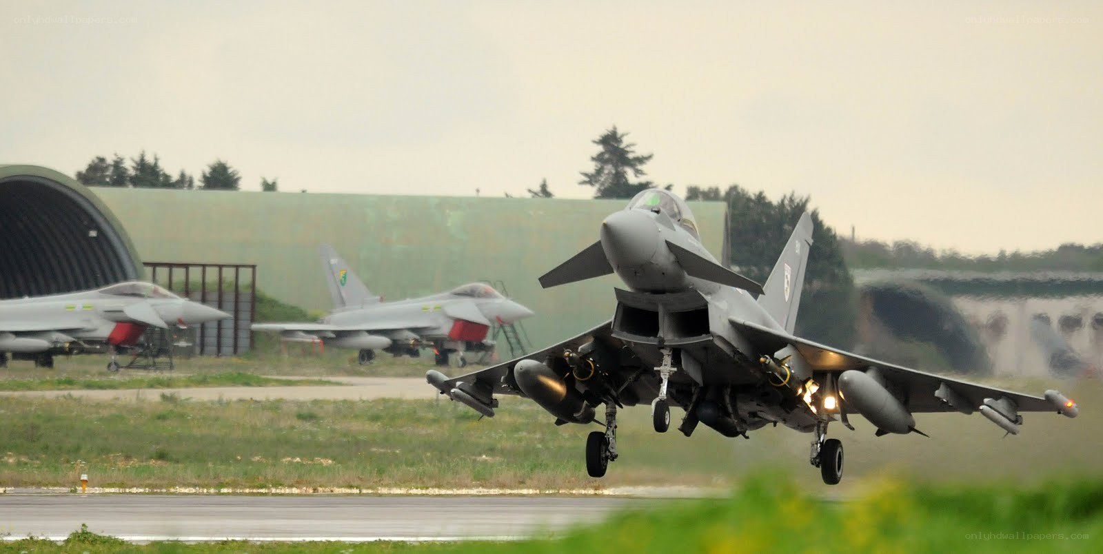 Jet taking off from runway