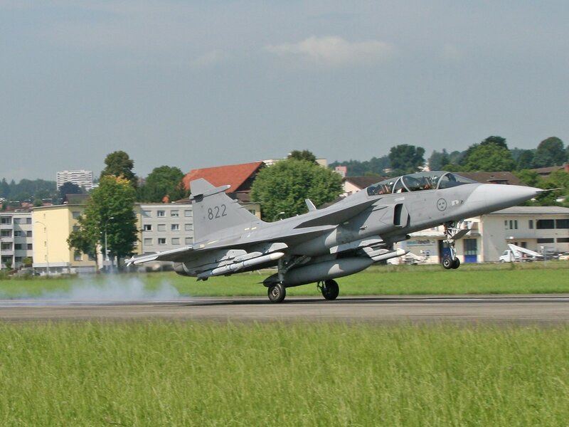 Jet taking off from runway