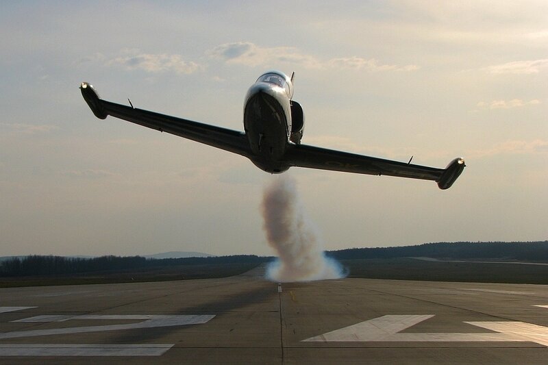 Jet taking off from runway