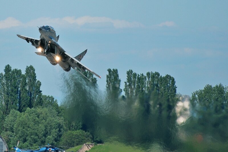 Jet taking off from runway