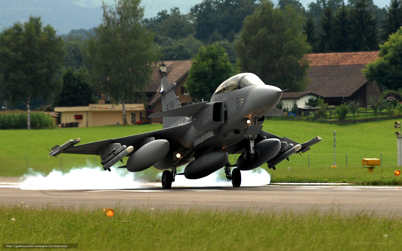 Jet taking off from runway